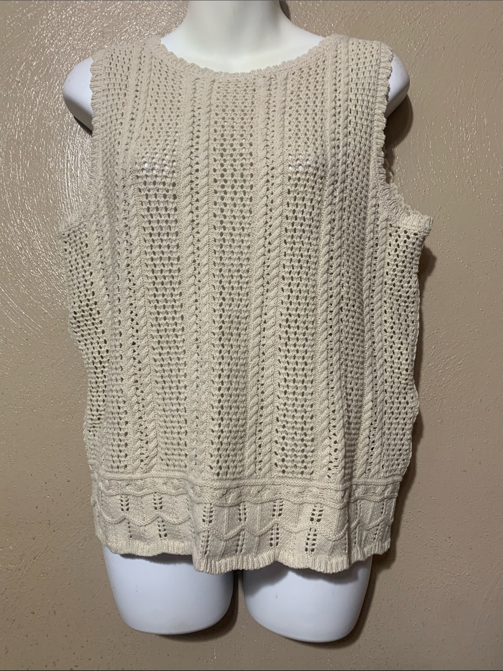 Cream Sleeveless Knit Sweater Tank - Lightweight Layering Top NWT